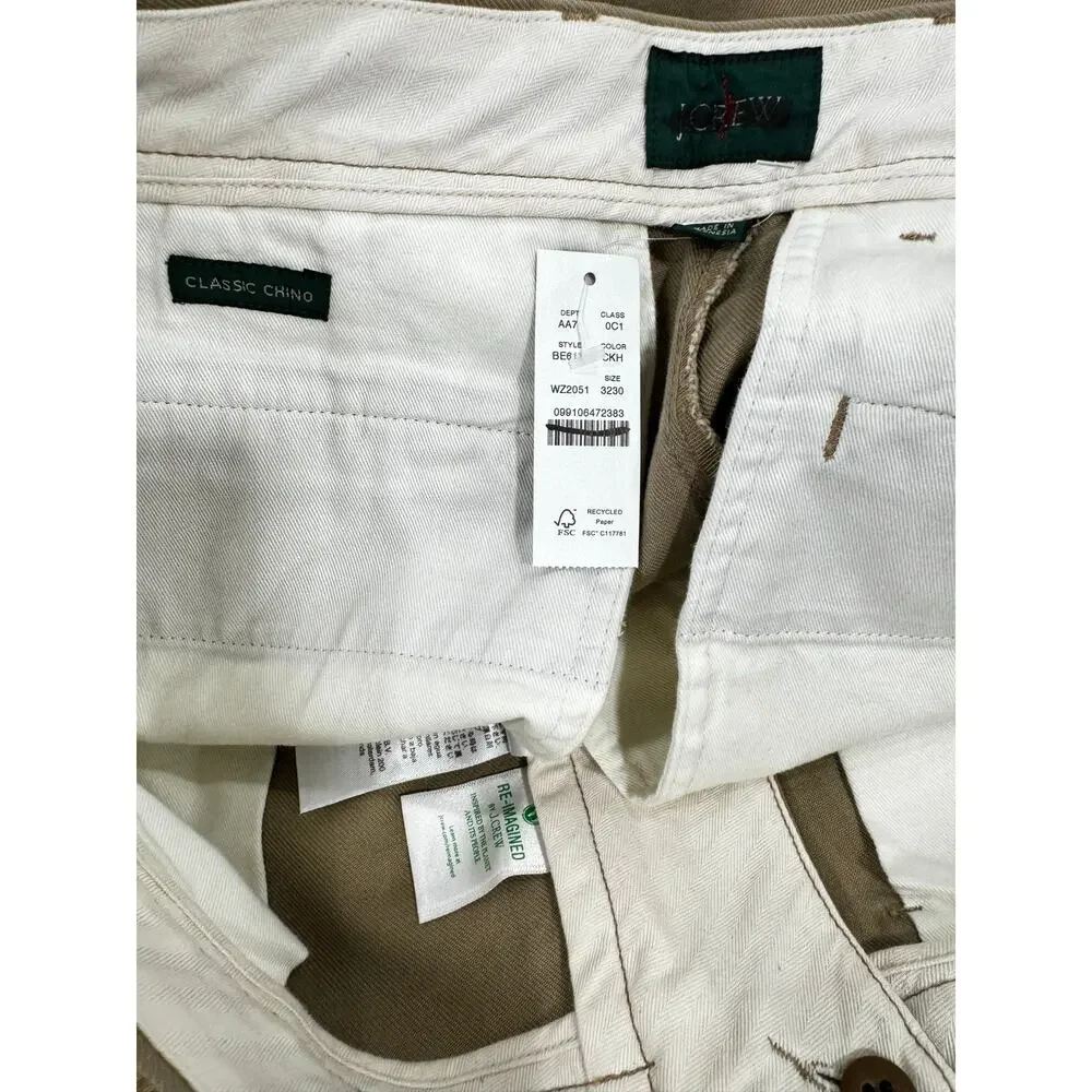 J Crew Men's Classic Casual Workwear Chino Pants Dill Green Cotton 32/30